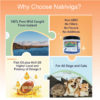 The image features the benefits of Natriviga's Omega 3, 6, 9 for Dogs, formulated to support overall canine health. This supplement provides essential fatty acids that promote healthy skin, a shiny coat, and optimal joint function. Ideal for pet owners looking to enhance their dog's diet and improve their quality of life.