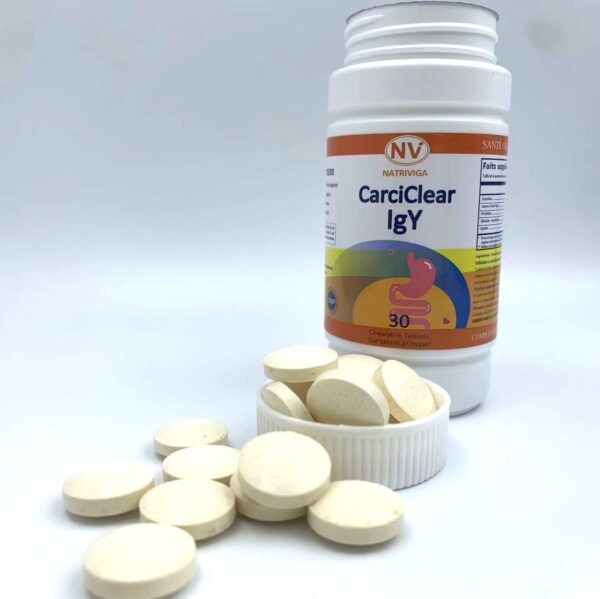 Natriviga CarciClear IgY Chewable Tablets for immune support.