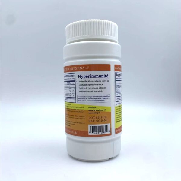 Side label of Natriviga CarciClear IgY Chewable Tablets for immune support.