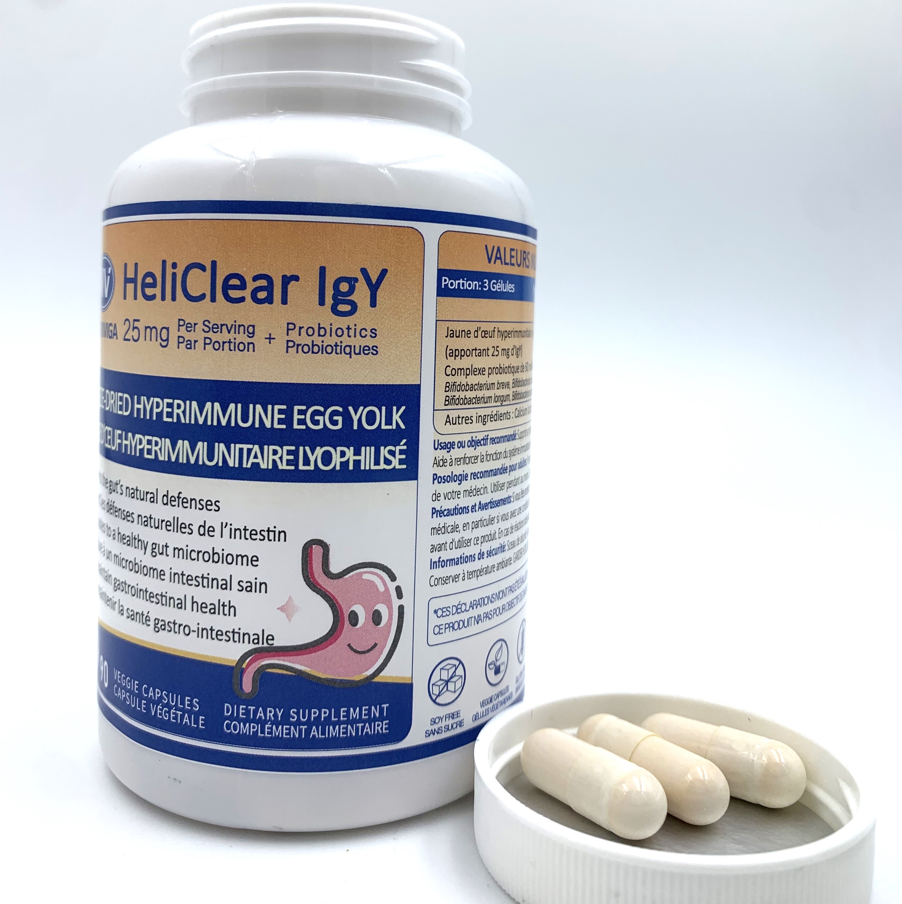 Natriviga HeliClear IgY + Probiotics for gastrointestinal health support.