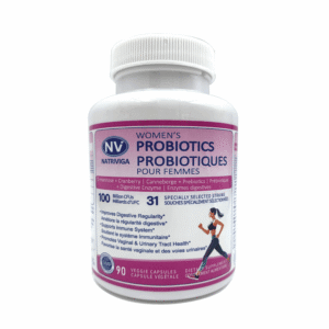 Front label of Natriviga Probiotics for Women, designed for women's digestive and immune health.