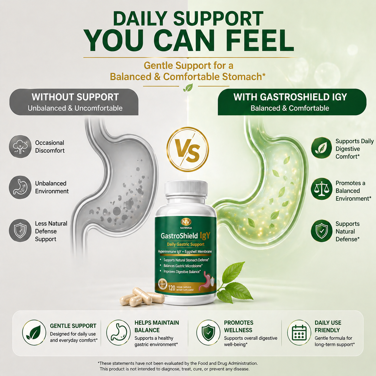 NATRIVIGA GastroShield IgY: Daily Gastric Wellness Support with Hyperimmune IgY, Atractylodes Rhizome & Eggshell Membrane - Image 6