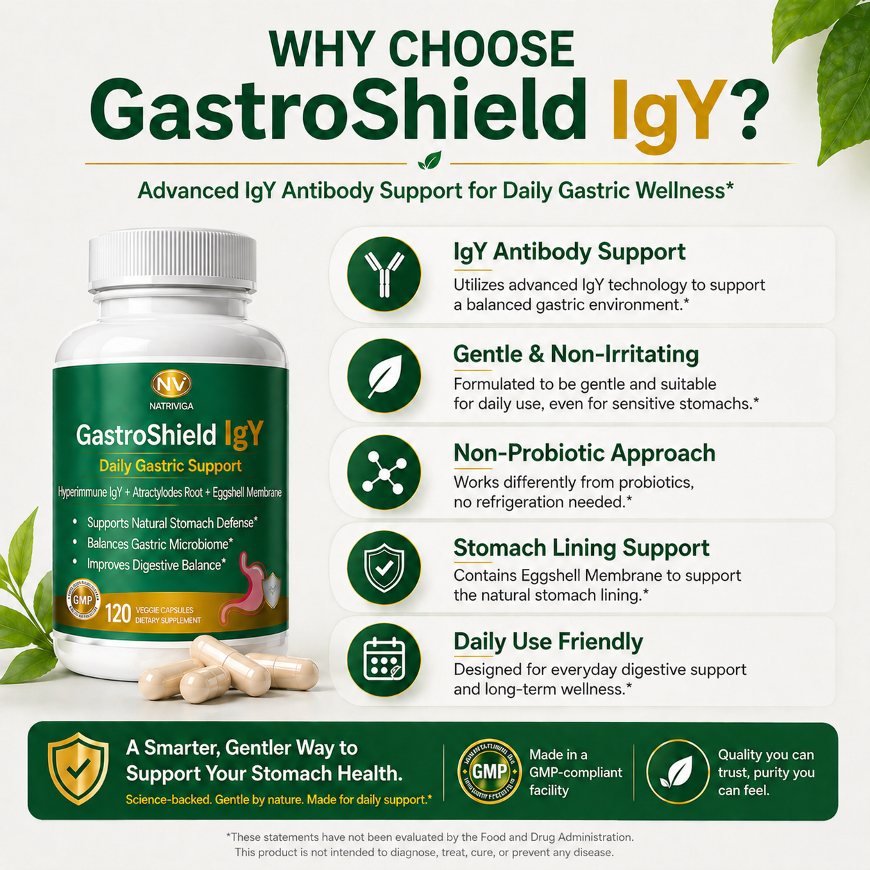 NATRIVIGA GastroShield IgY: Daily Gastric Wellness Support with Hyperimmune IgY, Atractylodes Rhizome & Eggshell Membrane - Image 9